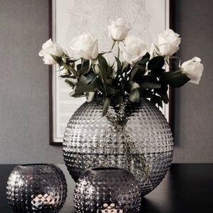 Polka Dot Round Orb Floral Vase
